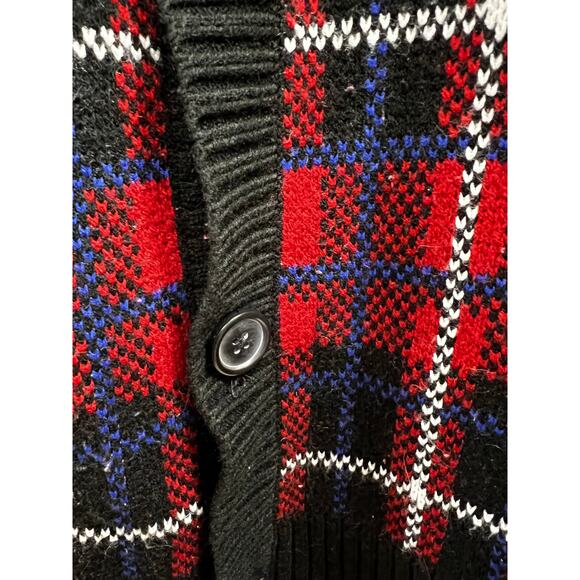 PACSUN Red tartan plaid oversized cardigan sweater sz S - Picture 4 of 5